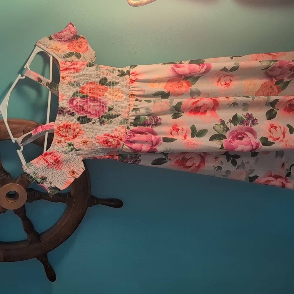 Floral Off-Shoulder Kids Dress